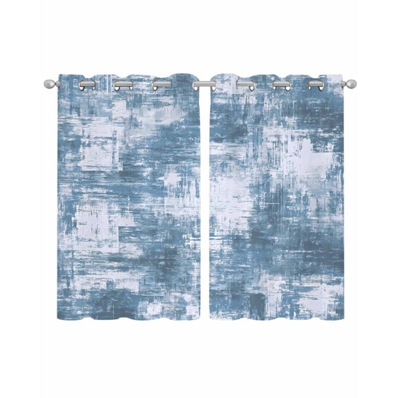 Modern Blue Sheer Curtains 39 Inch Length 2 Panels Set for Living Room/Bedroom, Vintage Abstract Art Contemporary Kitchen Curtains Grommet Semi-Sheer Curtains Drapes Window Treatments 27.5"x39"x2