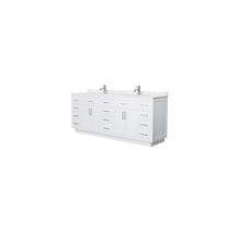 Double Bathroom Vanity 84" White Carrara Marble Top - Undermount Sinks & Brushed Nickel Trim