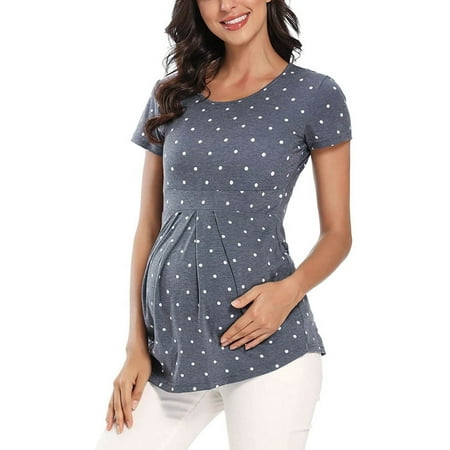 

Gifts for Mom! Jerdar Maternity Nursing Tops Flower Print Short Sleeve Pregnant Woman Casual Clothe Top
