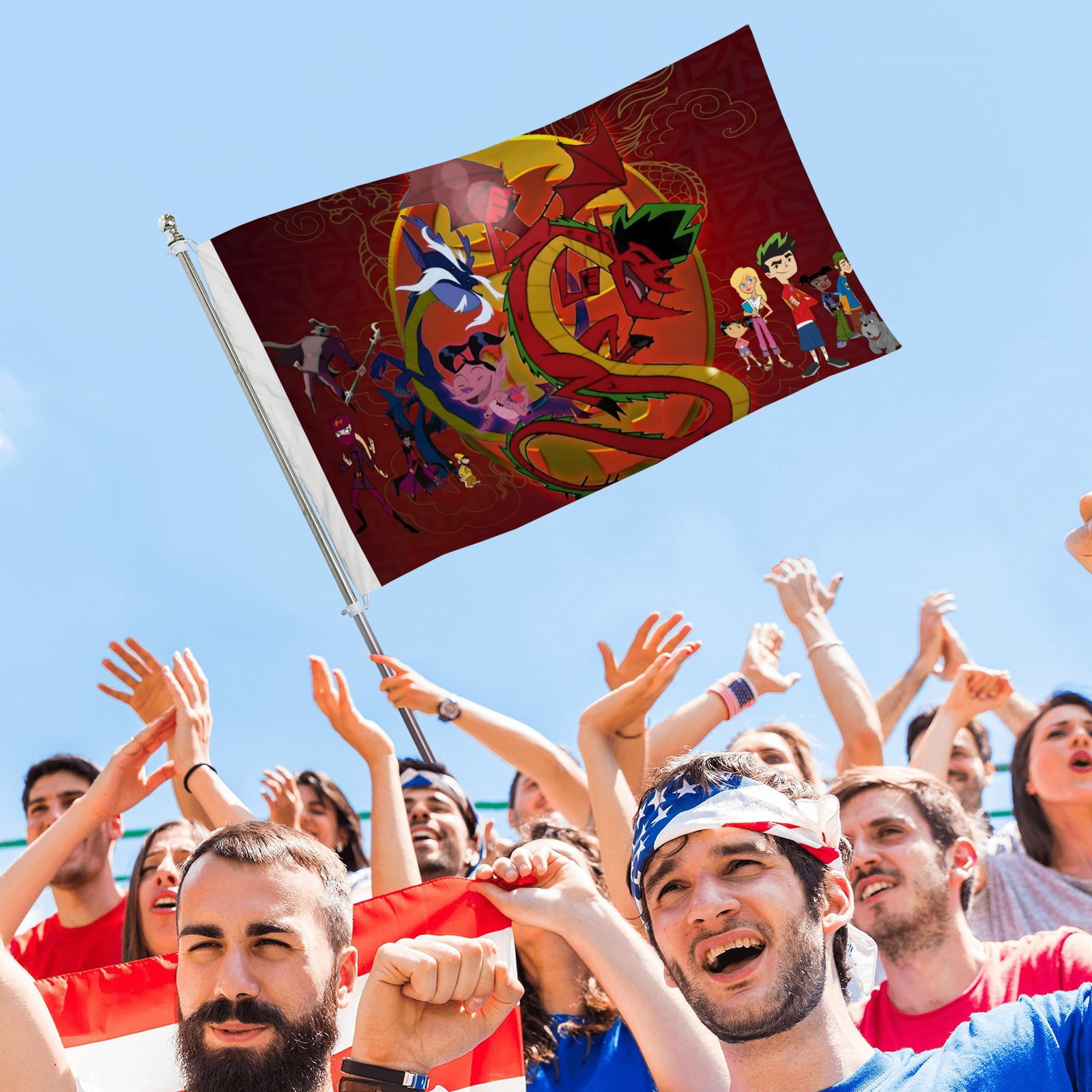 American Dragon Jake Long-themed Printed Flag Perfect gift for fans, friends, and family members, and suitable for indoor and outdoor activities, party decorations.35.4"x59" (90cm×150cm)