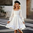 thumbnail image 2 of REDARER Girls Square Neck Flutter Sleeve Dress, Ruffle Hem A Line Gown for Kids Elegant Party Wear and Occasions,6-7 Years, 2 of 4