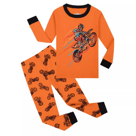 

XBASW Kids Toddler Boys Pajamas Set Cartoon Print Pjs T Shirt Pants Set Teen Spring Fall Sleepwear Loungewear 2PCS for 3-13 Years