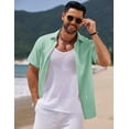thumbnail image 4 of COOFANDY Men's Linen Beach Casual Shirts Button Down Short Sleeve Shirt Summer Wedding Shirt Slim Fit Shirts, 4 of 6