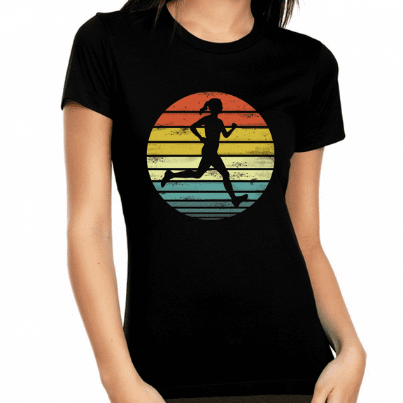 Vintage Trail Running TShirts for Women Vintage Running Graphic Tees for Runners Marathon, 5k, 10k