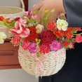 thumbnail image 5 of MERRYHAPY Beige Woven Flower Basket with Handle, Lightweight Paper Craft Storage and Decorative Basket, 12 x 10 x 8 Inches, 5 of 8