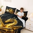 thumbnail image 3 of Metsweet Golden Dragon Bed Sheets 4-Piece, Magic Library Full Size Sheets, Gold Black White,1 Fitted Sheet, 1 Flat Sheet and 2 Pillowcases, 3 of 5