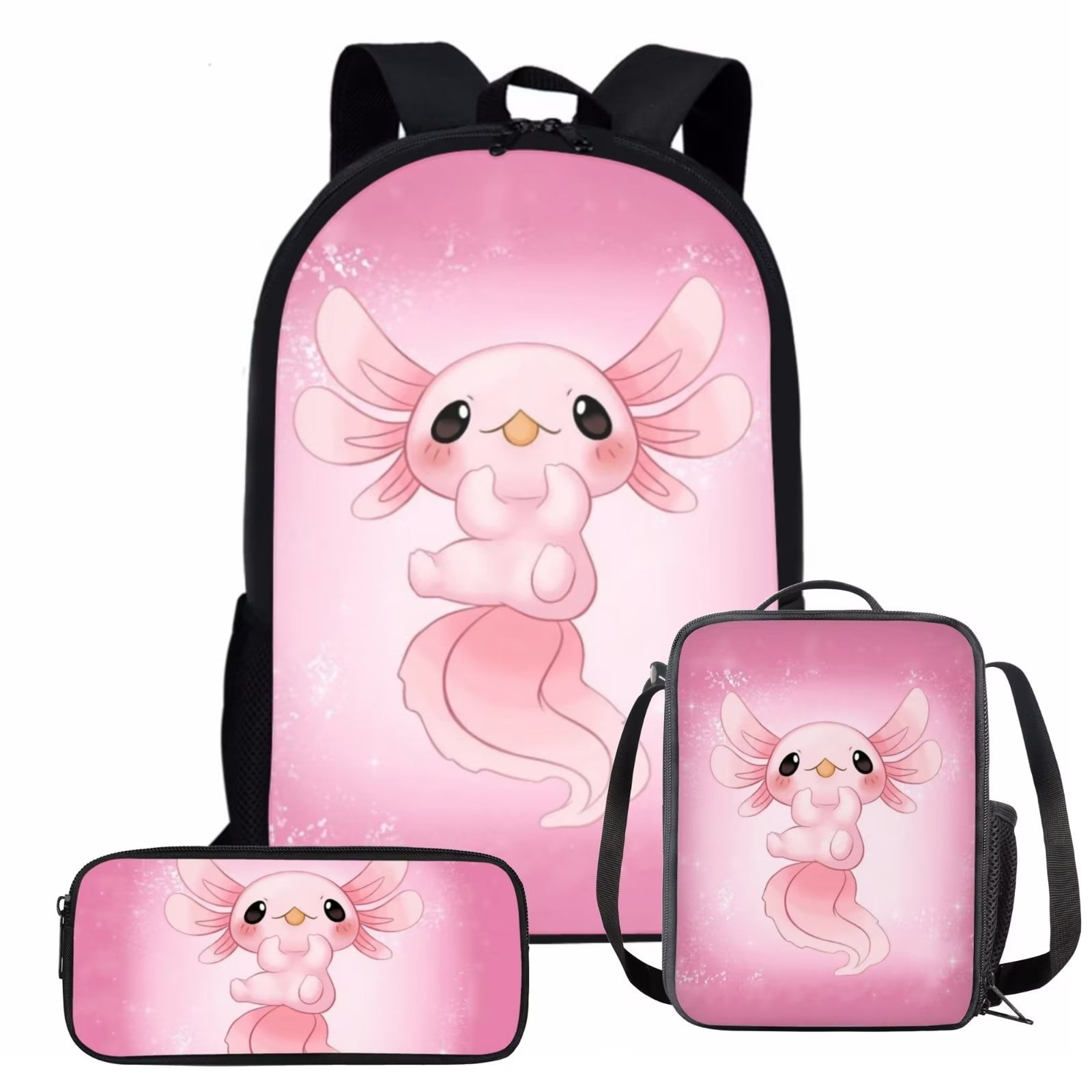 Renewold 3 Pieces Axolotls Set of School Bag Backpack for Elementary ...
