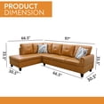 thumbnail image 4 of Ponliving 97" 2 Pieces L-Shaped Sectional Sofa With Pillows For Living Room Ginger Faux Leather Left Hand Facing, 4 of 4