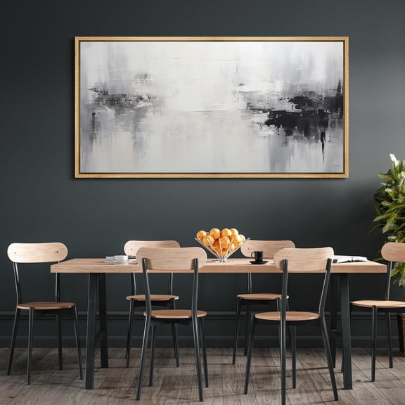 IDEA4WALL Extra Large Framed Canvas Print Wall Art Abstract Monochrome Black and White Wall Decorative Antique Retro Fine Art Modern Oversized Artwork Relax/Calm for Living Room - 60"x30"