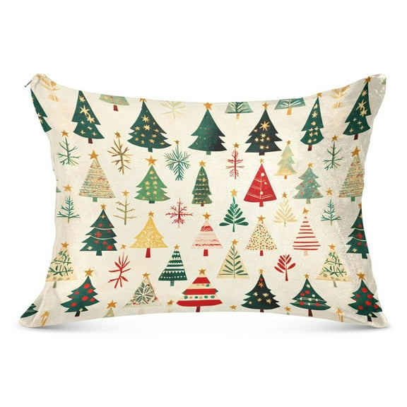 Beautiful Christmas Trees Plush Pillow Cases Standard Size Ultra Soft Warm Pillowcases with Zipper 20"x26"