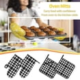 thumbnail image 5 of Pofeuu White And Black Plaid Print Oven Mitts and Pot Holders 4 pcs Set,High Heat Resistant 500 Degree Extra Thicken Long Kitchen Cotton Oven Glove for Cooking, 5 of 6