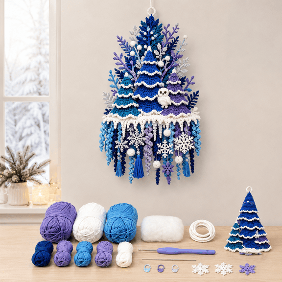 DIY Crochet Kit for Adults Yarn Craft Set with Crochet Hook and Accessories for Handmade Wall Hanging Fall Christmas Seasonal Home Decor