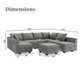 thumbnail image 4 of HONBAY Modern Living Room Furniture Sofa Set with Storage Ottomans, Grey, 4 of 5