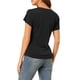 thumbnail image 3 of BLUSAS CORTAS DE MANGA EN V ENVOLVENTE PARA MUJER INSPIRE CHIC, CON DECORACIÓN DE BOTONES Y FRUNCIDO, NEGRO L, 3 of 7