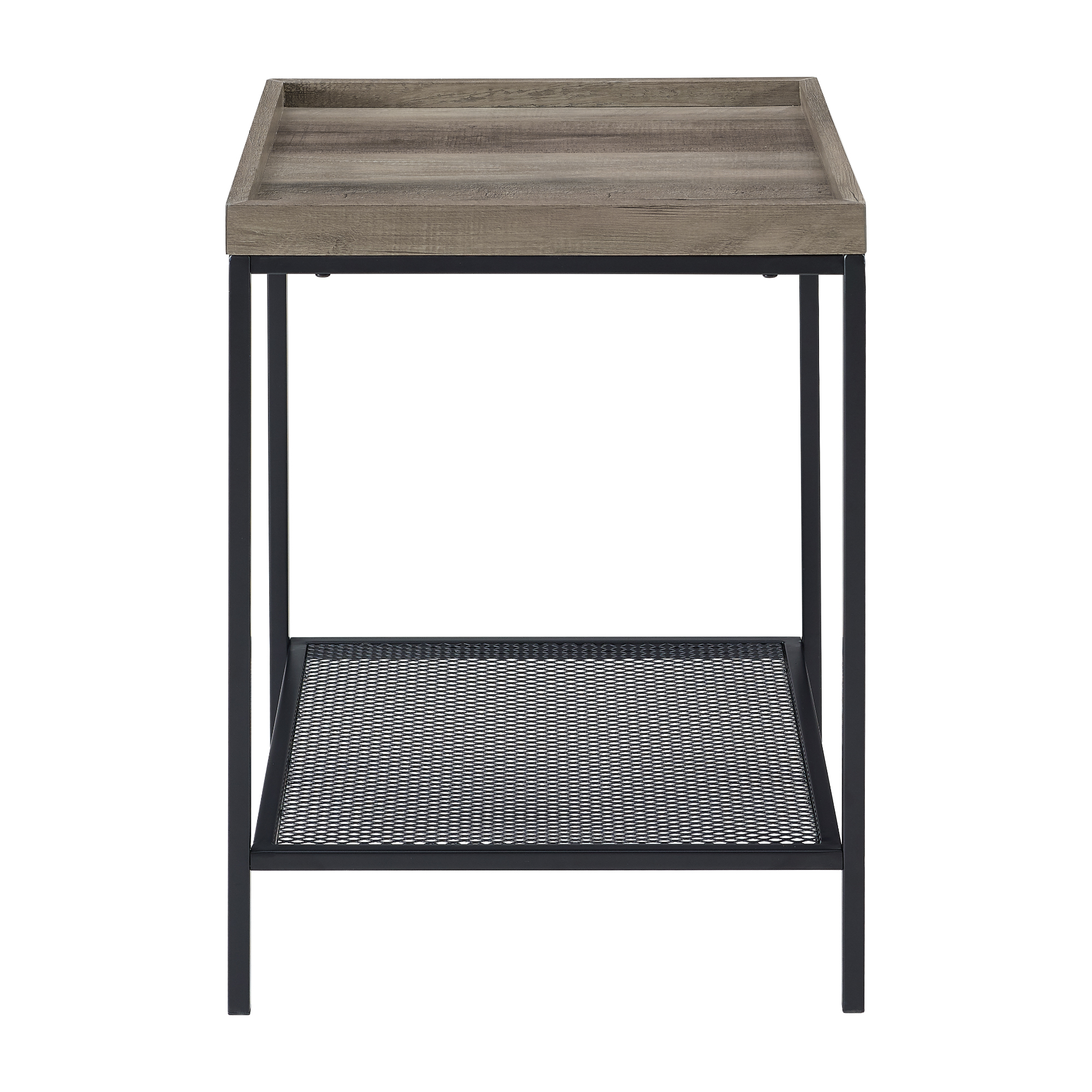 River Street Designs Frankie Metal and Wood Tray Top Grey Wash End Table - image 3 of 9