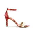 thumbnail image 3 of BLISSFUL STEP Women's Sandals Stiletto Heels Stripe Ankle Strap Polka Dots Sandals Red 7.5, 3 of 7