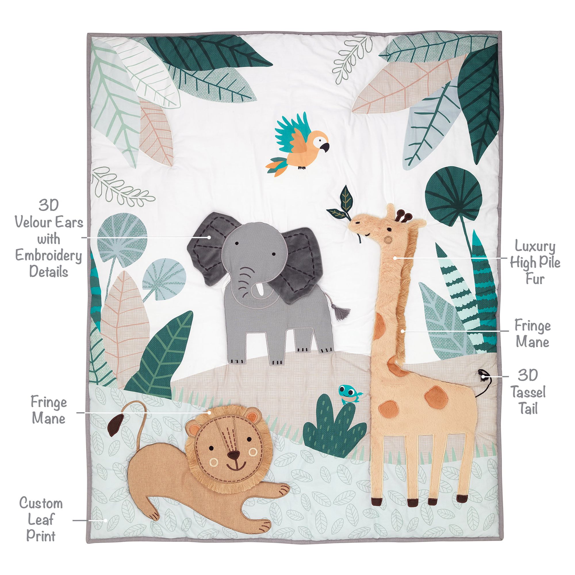 Lambs & Ivy Jungle Friends 5-Piece Safari Animals Nursery Baby Crib Bedding Set