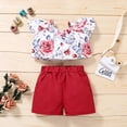 thumbnail image 2 of Mercatoo Baby Outfit Green Outfits Shorts Sleeve Baby Floral Toddler Girls Tops Printed Fly Girls Outfits&Set, 2 of 8
