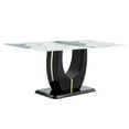 thumbnail image 4 of LUFTUT 71" Modern Luxury Dining Table, Rectangular Faux Marble Kitchen Table with Pandora Patterned Tempered Glass Top & Black U-Shaped MDF Legs, Smooth Edges, Seats 6-8 People for Dining Room, 4 of 8