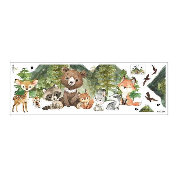Calcomanías de Pared de Animales de Dibujos Animados, Preciosa Habitación Infantil para Sofá, Telón de Fondo, Sala de Estar