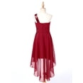 thumbnail image 4 of CHICTRY Girls One Shoulder Chiffon Bridesmaid Dress Sleeveless Pleated Wedding Birthday Party Gown Burgundy 14, 4 of 7