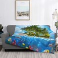 thumbnail image 2 of Balery Island And Coral Reef Manta de Franela con Dibujo, Lujo Ultra Suave y Cálido, Antipelusa y Resistente a las Arrugas para Cama, Sofá, Camping -50"x40", 2 of 6