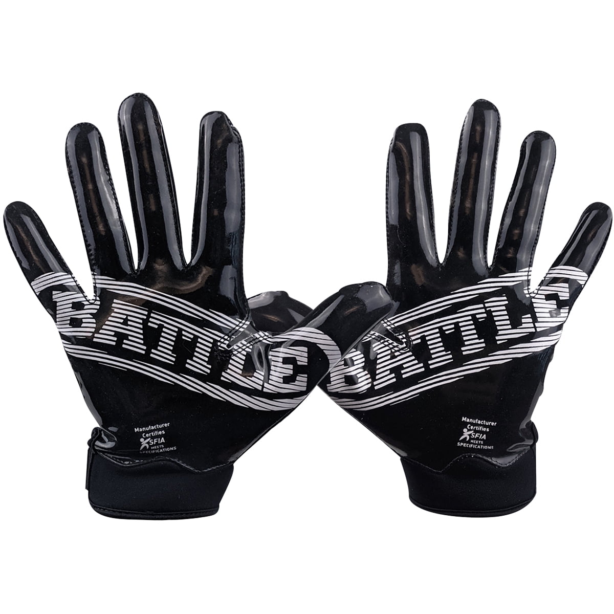 Battle Sports Doom 1.0 Adult Football Receiver Gloves - Medium - Black