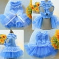 thumbnail image 3 of Small Dog Dress, Girl Puppy Lace Princess Skirt Tutu Dress with Bowknot,Chihuahua Yorkie Clothes Outfit for Birthday Wedding Party Blue Daisy M, 3 of 7