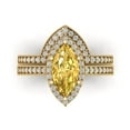 thumbnail image 2 of Clara Pucci 18K Yellow Gold Marquise Cut 2Ct Simulated Yellow Diamond Engagement Ring + Matching Band - Luxury Box Included, 2 of 7