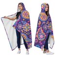 thumbnail image 2 of Wearable Blanket,Purple Paisley and Floral Pattern Hooded Wearable Flannel Blanket for Adults & Teens,Winter Poncho Shawl Wrap Cape Cozy Anti-Pill,60"x80", 2 of 5