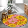 thumbnail image 3 of Round Rugs 3Ft, Pink Orange Yellow Daisy Round Area Rug Washable Indoor Throw Carpet, Spring Floral Botanical Small Non Slip Circle Rug for Bedroom Living Room Home Decor Aesthetic, 3 of 8