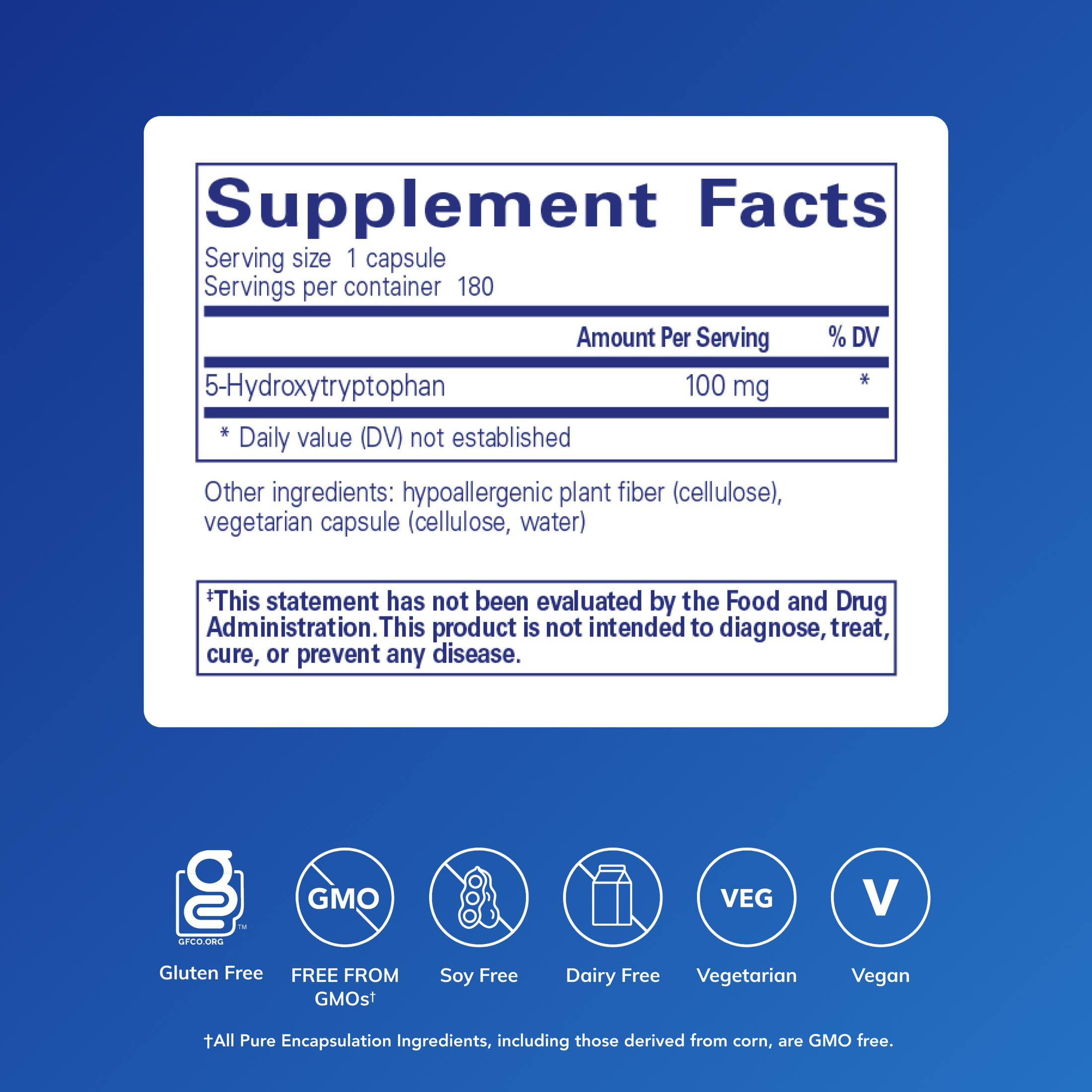 Pure Encapsulations 5-HTP 100 mg - Brain Health, Sleep Regulation & Appetite Support* - 5-Hydroxytryptophan - Gluten Free & Non-GMO - 180 Capsules