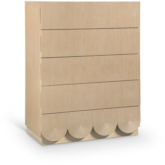 Meridian Furniture Scallop Natural Oak Veneer Chest