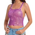 thumbnail image 4 of Women Tank Tops Rhinestone Sleeveless Crop Party Nightclub Breathable Camisoles for Women Purple M, 4 of 6