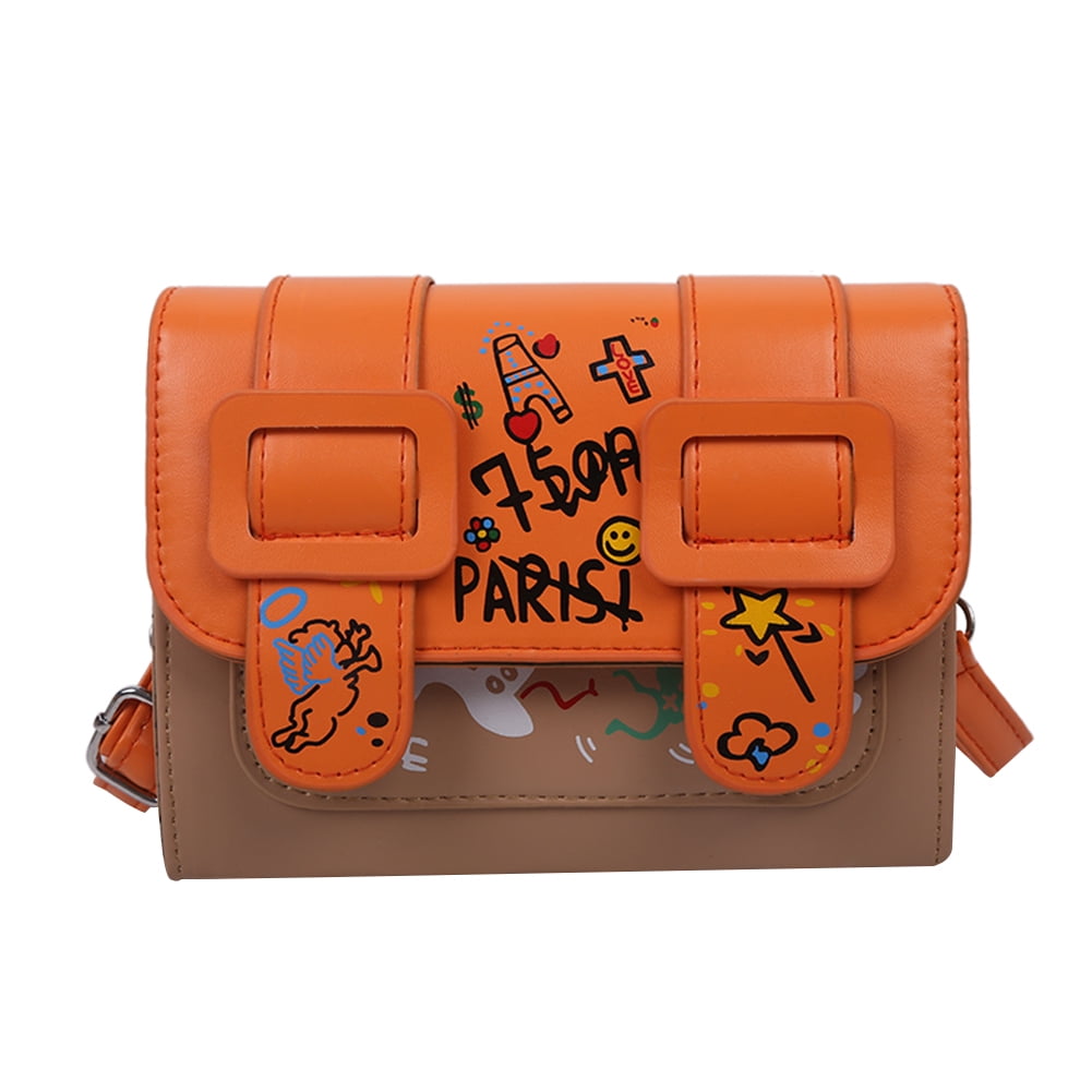 YFMHA Fashion Graffiti Crossbody Bag Women PU Leather Shoulder Pouch