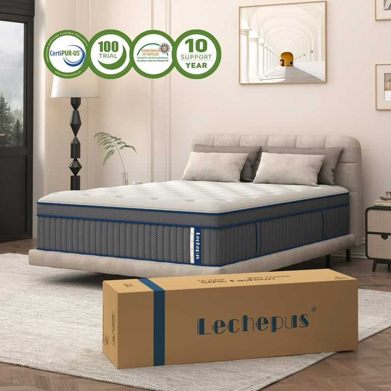 Lechepus 14 Inch Full Mattress, Cooling Gel Memory Foam, 7-Zone