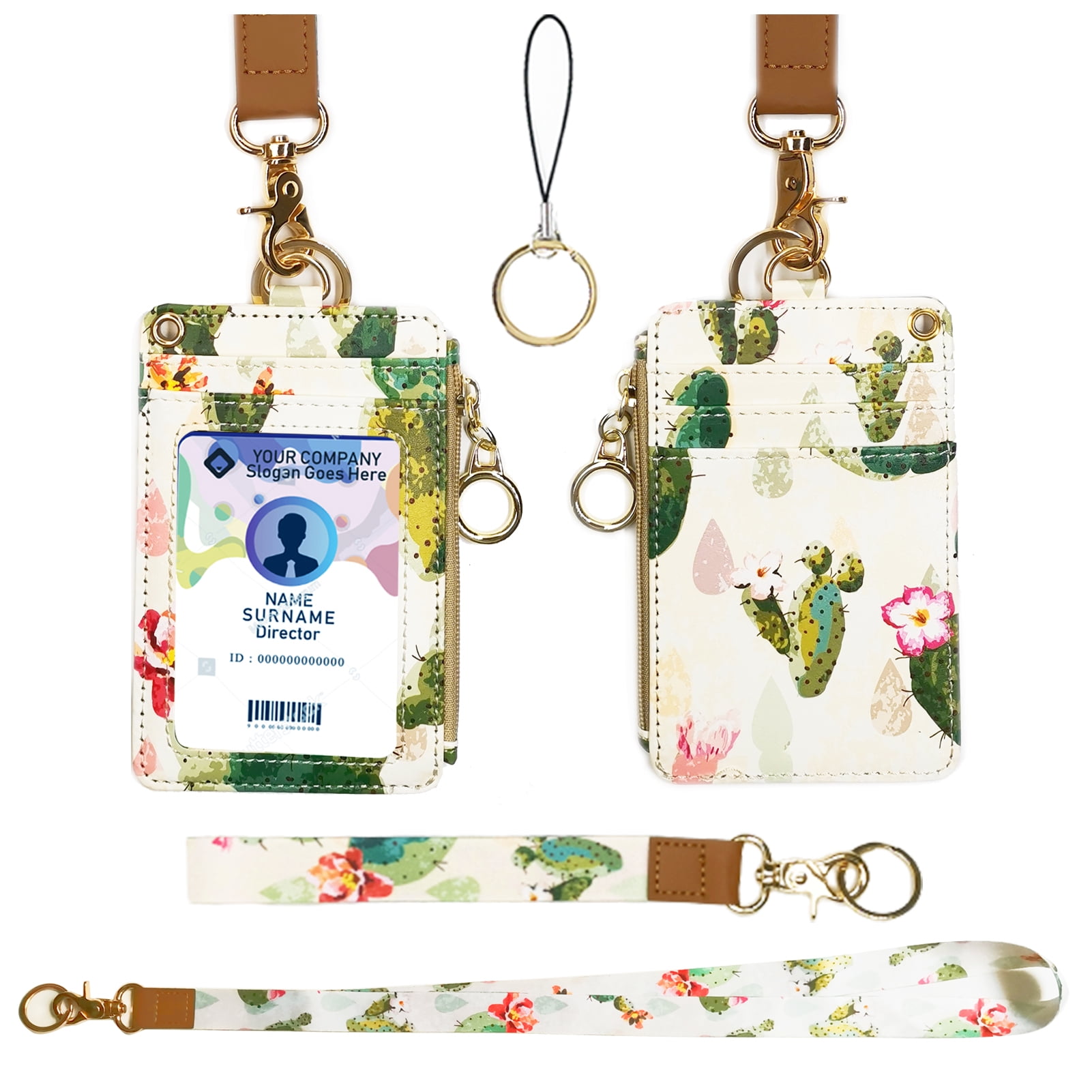 bolimoss Teacher Lanyards for Id Badges Card and Keys,Math Pattern Funny ID  Card Holders with Lanyards,Zipper Wallet with Cute Neck Lanyard for Women