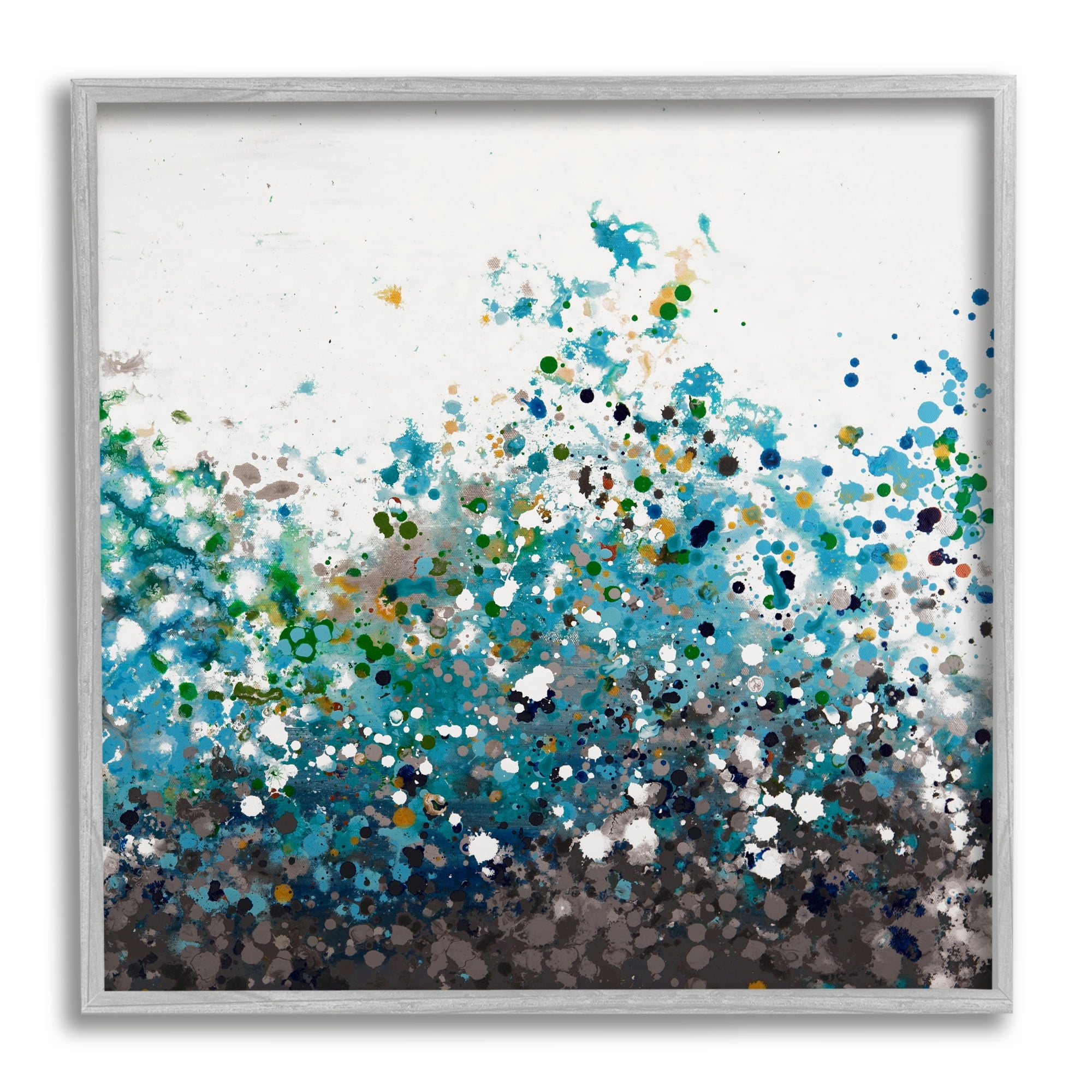 Stupell Industries Opaque Speckled Blue Abstract Paint Splatter Painting Gray Framed Art Print Wall Art, Design by Hilary Winfield