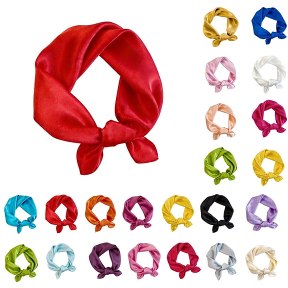 UDAUDU 23" Solid Color Satin Silk Scarf Square Scarf Neck Scarf Hair Head Breathable Lightweight for Women Gift Packed