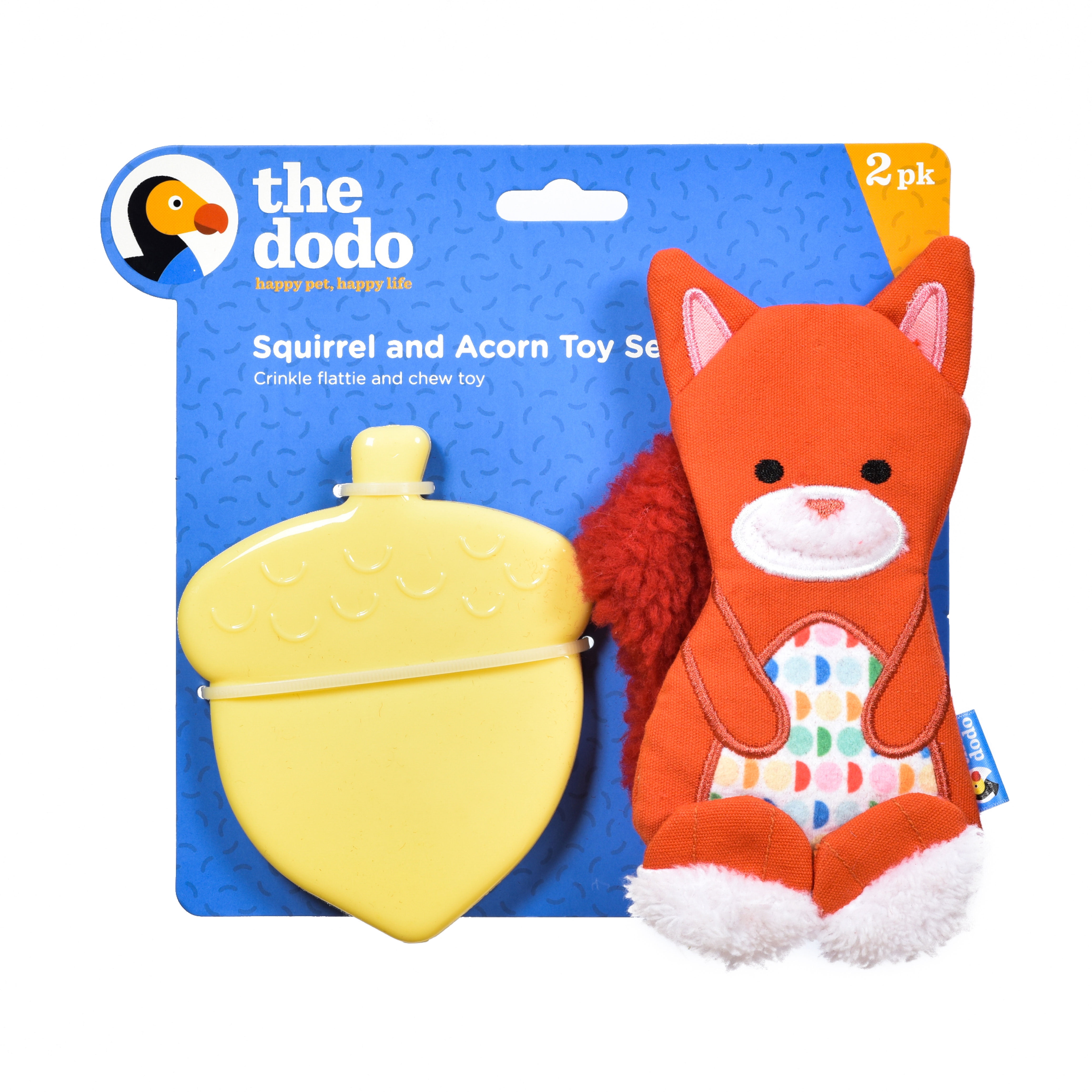 The Dodo Squirrel & Acorn Durable Stuffing-Less Small Dog Toy Set