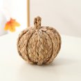 thumbnail image 2 of Woven Straw Pumpkin Halloween Ornament – Handmade Autumn Pumpkin Decor– Festive Vintage Halloween Decor for Fireplace Table Halloween Party Decorations, 2 of 7