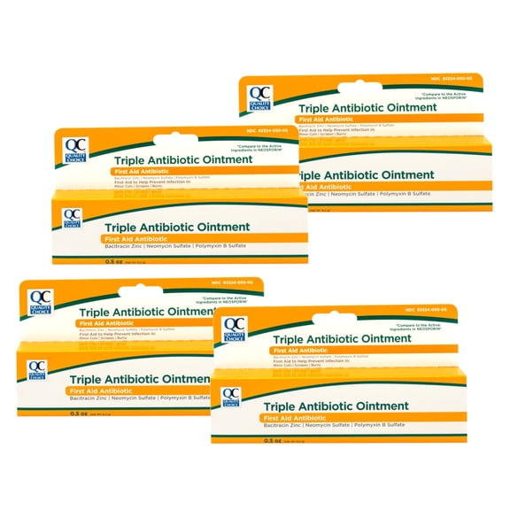 4 Pack - Quality Choice Triple Antibiotic Ointment, First Aid to Help Prevent Infection in Minor Cuts, Scrapes, Burns, 0.5 OZ