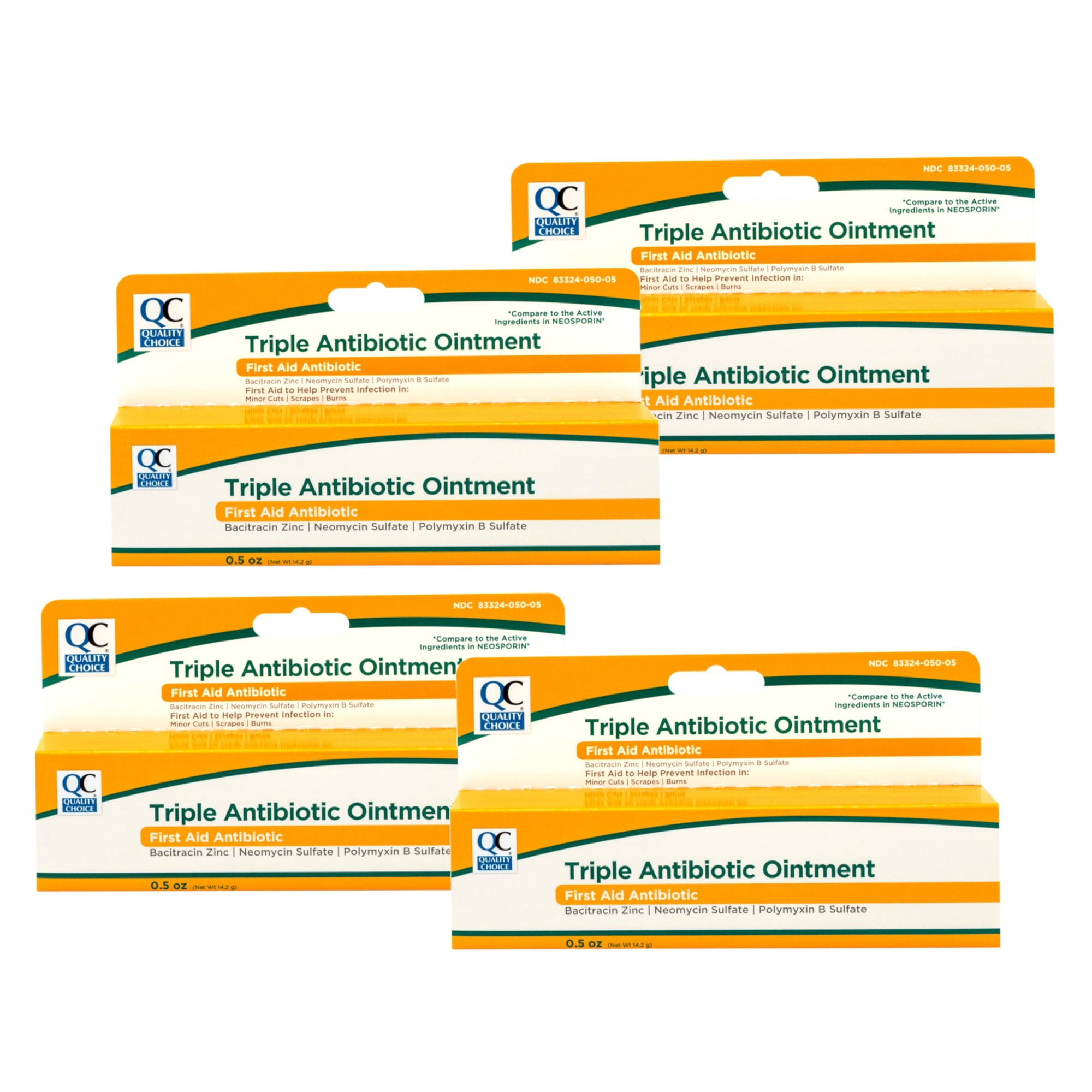 4 Pack - Quality Choice Triple Antibiotic Ointment, First Aid to Help Prevent Infection in Minor Cuts, Scrapes, Burns, 0.5 OZ