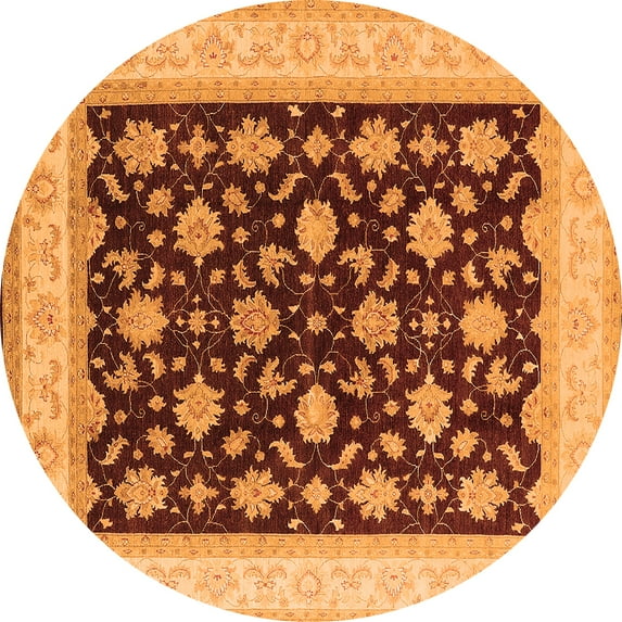 Ahgly Company Indoor Round Oriental Orange Industrial Area Rugs, 8' Round