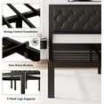 thumbnail image 5 of Honfach Full Size Metal Platform Bed Frame with Faux Leather Upholstered Button Tufted Headboard, Black, 5 of 9