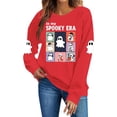 thumbnail image 6 of Spooky Season Sweatshirt Womens Ghost Graphic Pullover Crew Neck Long Sleeve Loose Fit Casual Fall Tops Ribbed Cuffs and Hem Cute Halloween Long Sleeve Sweatshirt, 6 of 7
