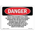 thumbnail image 1 of SignMission OS-DS-A-1218-L-1987 12 x 18 in. OSHA Danger Sign - Watch Your Children At All Times, 1 of 1