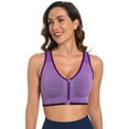 thumbnail image 3 of A AGROSTE Women's Zip Front Closure Sports Bra - Seamless Wirefree Post Surgery Zipper Padded Racerback Workout Gym Yoga Bras, 3 of 6
