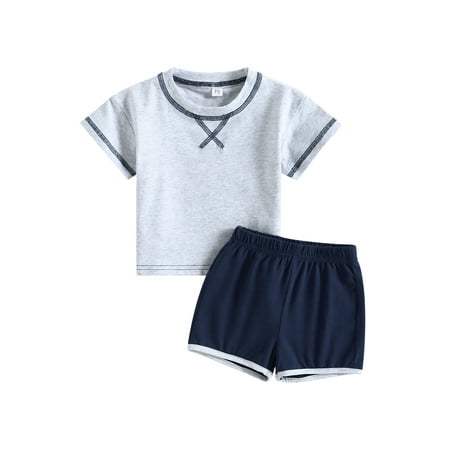 

Bagilaanoe 2pcs Toddler Baby Boy Girl Short Pants Set Short Sleeve T-Shirts Tops + Shorts 6M 12M 18M 24M 3T Kids Casual Summer Outfits