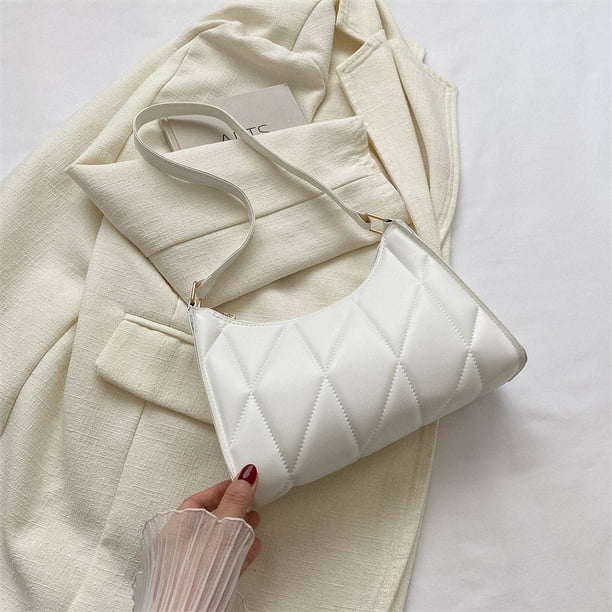 Bolso de hombro de cuero PU para mujer, bolsa de mano de Color sólido con asa pequeña, con cremallera, a la moda